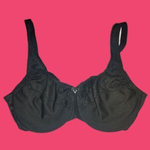 Glamorise WonderWire Minimizer Bra Size 36C Black Full Coverage Lingerie Black
